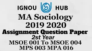 IGNOU MA Sociology 2 Year Assignment Question Paper 2019 2020 Hindi And English By IGNOU Hub India