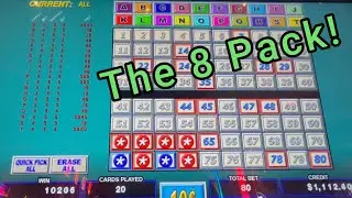KENO - Multi Card - Huge Hit on the 8 Pack.  $8 Max Bet on 10 cent denom!