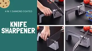 4 in 1 Diamond Coated & Fine Rod Knife Sharpener and Scissors Sharpening stone