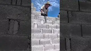 Workers making concrete block walls #shorts