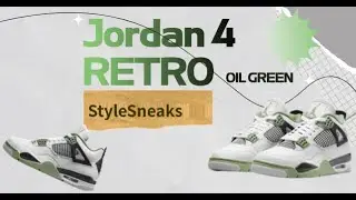 JORDAN 4 RETRO &lsquo;OIL GREEN&rsquo; from stylsneaks.net // Replica unboxing review 😍🔥🔥