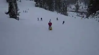 Pieter in ski patrol sled at Diamond Peak - Feb 2010