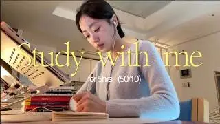 5-HOUR Study with me at home 🛌 (50/10) real time, real sound