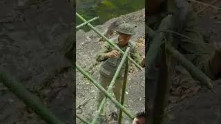 build a temporary shelter by the stream #bamboo #campping #farm #survival