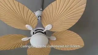 Metal Body 5 Brown Palm Leaf Wooden Crafted Blades Chandelier Fan Light  #fan #light #ceilingfan