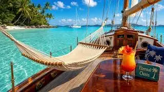 Relaxing Caribbean Steel Drum Music & Ocean Waves 🏝️ Sailboat Over a Crystal Lagoon | 🔴 LIVE 24/7