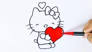 HOW TO DRAW HELLO KITTY WITH HEART ❤️ | ART AND LEARN | DRAWINGS FOR KIDS AND TODDLERS