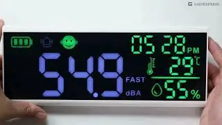 SLM‑413 Wall‑Mounted/Desktop Sound Level Meter, 13″ Colored LCD, Temp & Humidity Display