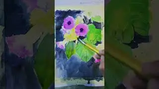 Direct watercolour painting 30 #painting #水彩 #art #watercolour #drawing #shorts #Morning glory
