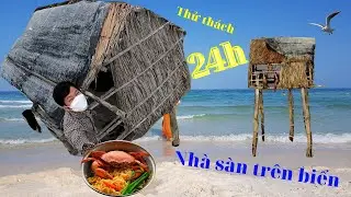 Thử Thách 24h Cắm Trại Trên Nhà Chòi Ngoài Biển | Vũ Trụ Vlogs