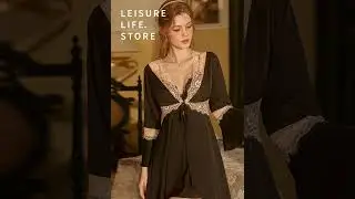 Elegant & Bold: Women's Bridal Black Nightdress with Steel Ring Detail #leisurelifestore  #sleepwear