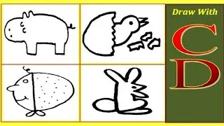 Learn drawing for beginners | how to draw from alphabet C D | Kids simple cartoon using letter abcd