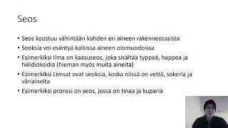 Kemia: Puhdas aine ja seos