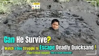 Can He Survive⁉️A Boy Struggle to Escape Deadly Quicksand😲😭#adventure #survival #quicksand #explore