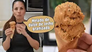 Helado de dulce de leche granizado con cucurucho casero