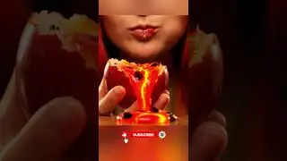 🌋🍎 Apple Lava Explosion Bite | Crunchy ASMR 🔥 #ASMRShorts #LavaASMR #FruitASMR