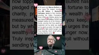 💰 Warren Buffett Gives Away $6 Billion!