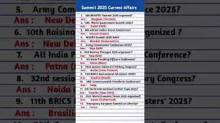 Summits 2025 Current Affairs | Important Summits & Conferences 2025 | Summits Current Affairs 2025 |