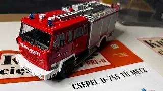 Csepel D-755 TÜ METZ Fire truck Kultowe Ciężarówki z epoki PRL-u 1/43 diecast model DeAgostini 
