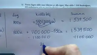 År9 NP 2016 fråga 28c sista delen Problemlösning algebra skapa och lös ekvationer
