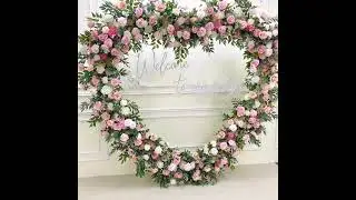 Metal Heart-Shaped Arch With Rose Flower Row Arrangement Set Outdoor Wedding Arch Backdrop