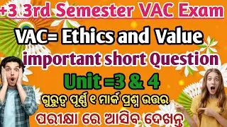 BA 3rd Semester Ethics & Value Unit 3 & 4 | Important One Mark Short Question Answer