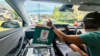 A Day in The Life of a Tesla Food Delivery Driver - Relaxing POV FSD mode 