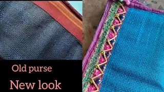 Very old purse upcycled with hand embroidery 