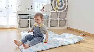 Luxury Toddler Nap Mat- Blue Sleepy Elephant