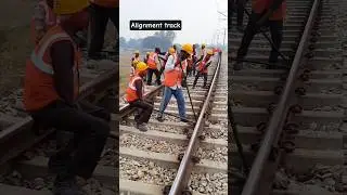 Alignment of Track #track_maintenance #trackmrn #gangmen #trending #train #viralreels #railway