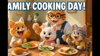 FAMILY COOKING DAY! 🍗🥦 Cute 3D Cat Family Cooking Together