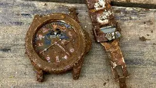 Restoring a rusty, old Rolex Submariner Date watch worth $100,000 (made in China).