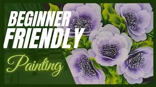 Easy Flower Painting for Beginners 🎨 | Purple Floral Acrylic Art | Step by Step