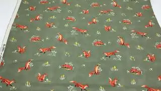 Dear Stella fox fabric in olive green