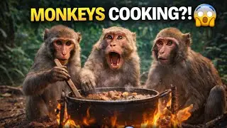 3 Monkeys Cook Food Like Humans in the Jungle | Survival Cooking