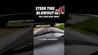 Steer tire blowout on a long nose Peterbilt semi truck. #truckhood #trucking
