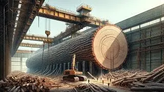 The giant wood factory,Operating Giant Wood Sawing Machines, Sawing Large Trees