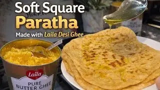 Only 2 ingredients! Learn how to knead atta dough and make crispy square paratha step by step