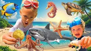 TIDEPOOL CREATURE RESCUE for KIDS! Juju & Stellan Save SEA CREATURES and Find PIRATE TREASURE! 🌊🦈🐙