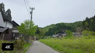 4K Japan Immersive Walk | Old Hamlet by the River: Crossing the Hanging Bridge on a Cloudy Day