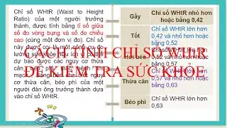 C&aacute;ch t&iacute;nh Chỉ số WHtR để kiểm tra sức khỏe