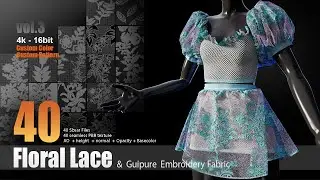 Use floral lace embroidery in substance 3d painter & marmoset