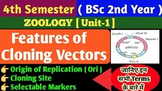 Features of Cloning Vectors/Selectable Markers/Origin of Replication/Cloning Site/BSc 4th Semester