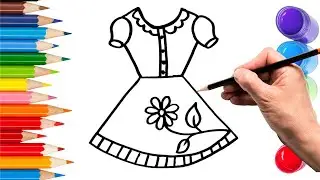 How To Draw cute dress Drawing, Painting & Coloring For Kids and Toddlers_ Child Art 🐋🌈