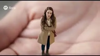 A woman is shrunk by a shrink ray (sora ai)