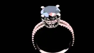5.10 TCW 14k White Black Gold Round AAA Halo Black Diamond Engagement Ring