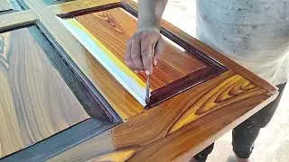 Plywood Teak Darwaje Par Resha Kaise Banaen  Best Enamel Paint Wood Polish Grain full Work How 2025