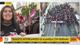 Manifestantes de Ukamau interrumpen tránsito en la Alameda: exigen soluciones habitacionales