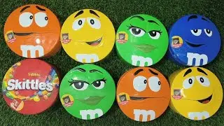 Satisfying Video | Fresh Unpacking Rainbow Skittles and Tasty M&M'S 8 Candy From Surprise Tins ASMR