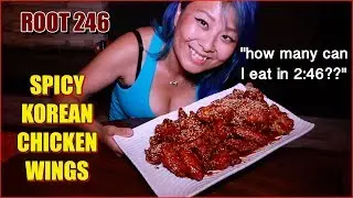 Root 246 Spicy Korean Chicken Wing Eating Challenge - 2:46 Time Limit #RainaisCrazy